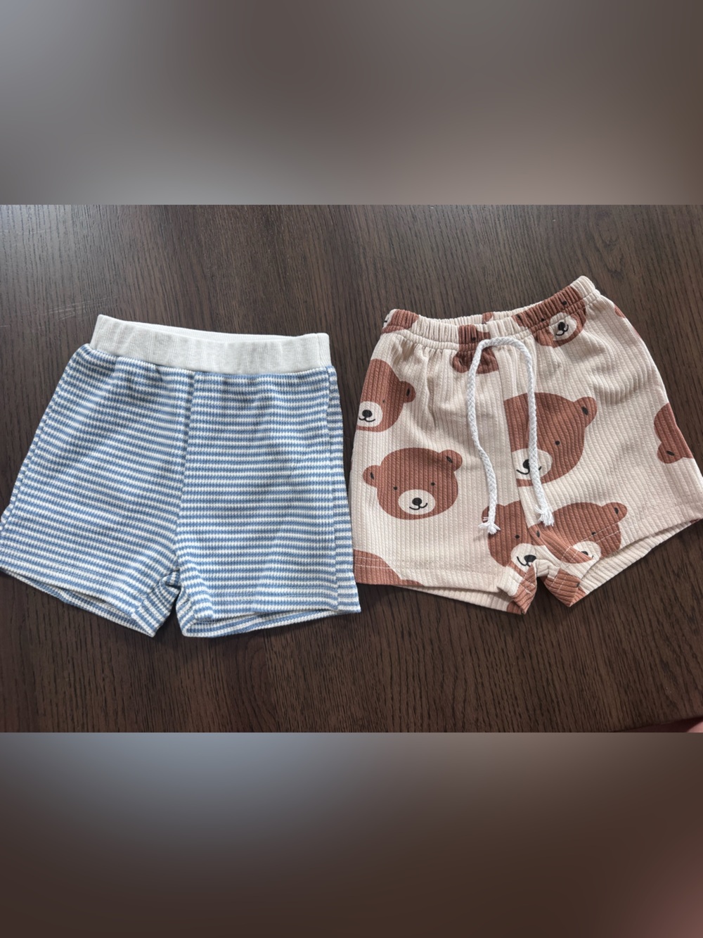 NWOT Baby Boy Soft Bear Print Shorts and Blue Stripe Shorts Set - 6-12 Months